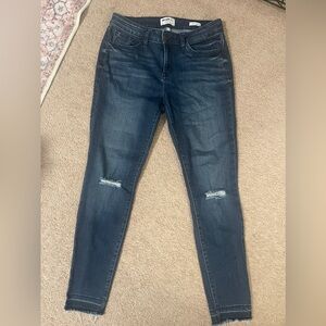 William Rast ankle skinny mid rise rise jeans with frayed hem - size 29